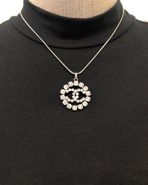 chanel silver necklace|authentic Chanel necklace for sale.